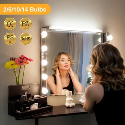 5V Led Makeup Mirror Light Bulb Hollywood Makeup Vanity Lights USB Wall Lamp 2/6/10/14 Leds Dimmable Dressing Table Mirror Lamp