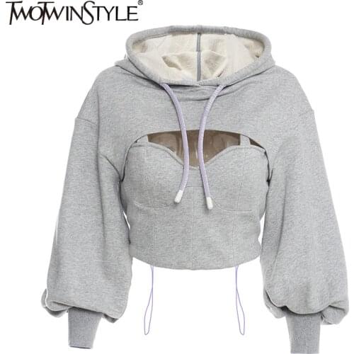 Женские короткие толстовки TWOTWINSTYLE China At AliExpress