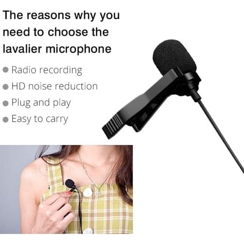 Universal Portable 3.5mm/Lightn-ing port Mic Microphone Audio Clip-on Collar For iPhone Laptop iOS Android Cell Phone Speaker