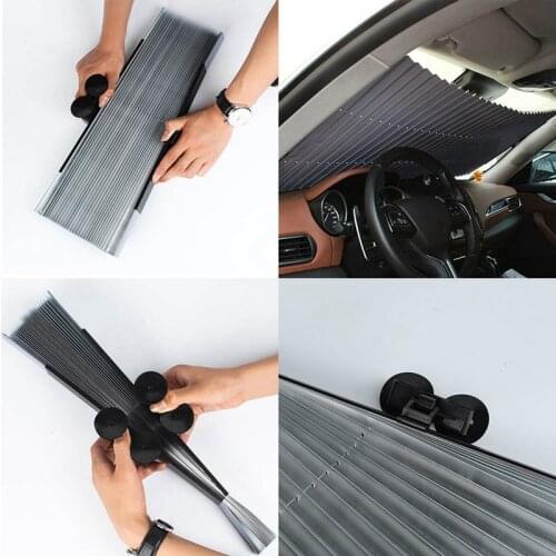Retractable Folding Front Windshield Visor Car Sunscreen Insulation Sunshade Curtain Blackout Curtain Light Barrier Car Auto