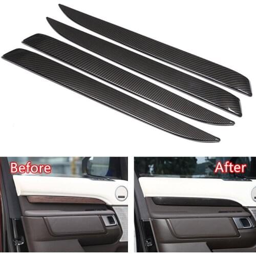 YAQUICKA Carbon Fiber Style 4x Car Interior Door Side Panel Cover Strips Trim For Land Rover Discovery 5 2017 Car-styling Covers