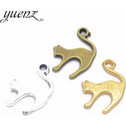 YuenZ 20pcs Antique Silver color Plated Cat Charm Pendant fit Making Bracelets Jewelry Findings Accessories DIY 19*14mm D931