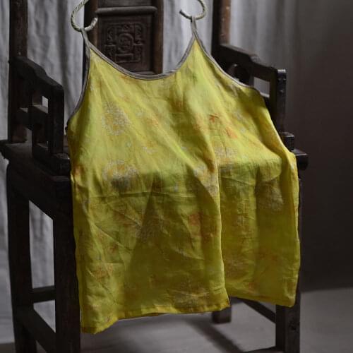 Women Loose Summer Printed Ramie Camis Ladies Loose Tanktops Female Sleeveless Camis 2020 Print Sleeveless Tops