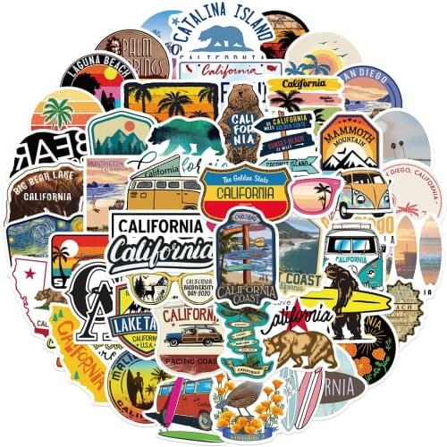 10/30/50PCS California Landscape Graffiti Stickers Aesthetic DIY Bike Luggage Guitar Laptop Waterproof Decal Kid Toy Sticker