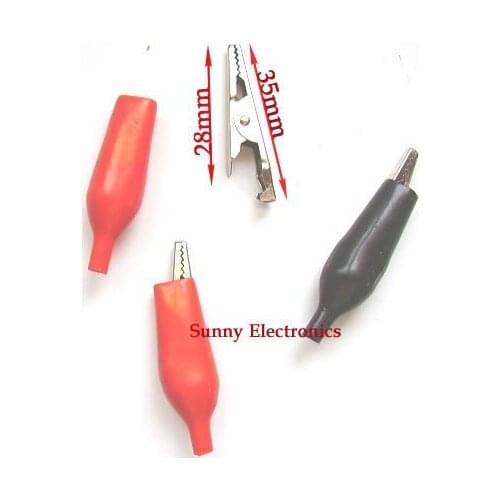 100PCS Metal Alligator Clip Crocodile Electrical Clamp for Testing Probe Meter Black and Red with Plastic Boot