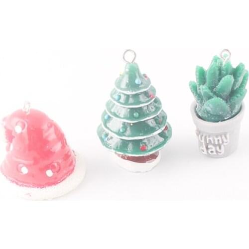 20pcs/Lot 2021 New Fashion Christmas Tree Santa Hat Potted Cactus Pendant