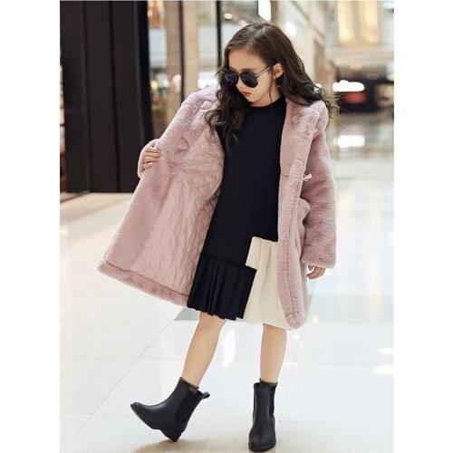 2019 Children Jacket Baby Teenage Winter Cartoon Thick Children Parka Girls Faux Fur Fleece Ear Hooded Coats Clothes 3-14 Years