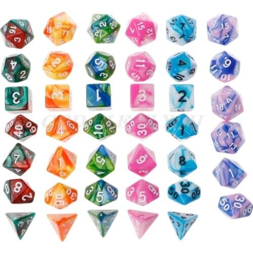 7pcs/Set Acrylic Polyhedral Dice For TRPG Board Game For Dungeons & Dragons D4-D20 Drop Shipping