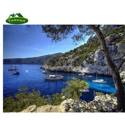 YUMEART 5D Diy Diamond Painting Cross Stitch Landscape Sea Crystal Full Drill Set Puzzle Diamond Mosaic Embroidery Room Decor