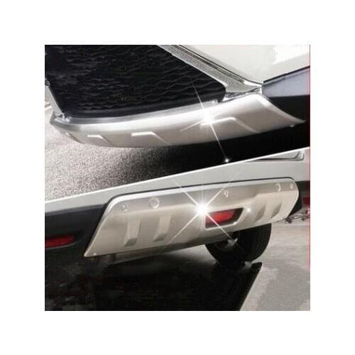 Car-styling For nissan Rogue X-Trail T32 2014-2016 metal front + rear bumper bottom guard protector with key hole accessories