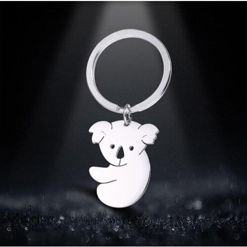 Likgreat Koala Animals Pendant Key Chain for Women Girls Boys Stainless Steel Key Ring Fashion Jewelry Accessories Gifts