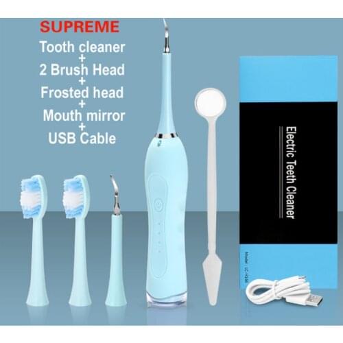 Supreme electric dental cleaner, removing calculus and tartar, tooth cleaning and nursing whitening instrument, ultrasonic wave