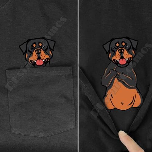 Rottweiler Pocket Tee T Shirts summer printed t-shirt men for women tops black cotton funny Short sleeve tops Drop shipping