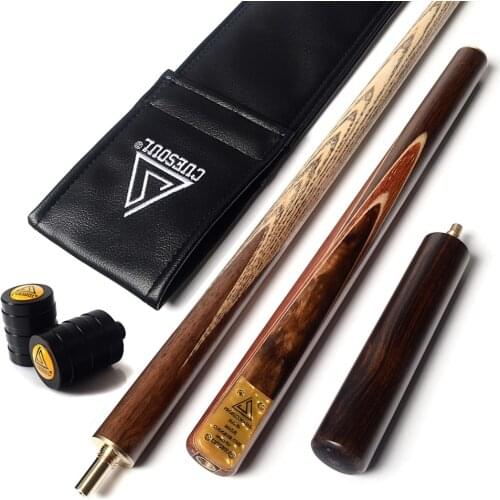 CUESOUL 57" Handcraft 3/4 Jointed Snooker Cue With Extension/Joint Protector Packed in Leatherette Cue Bag