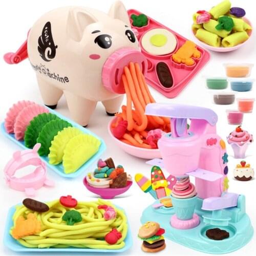 Noodles Maker Ice Cream Machine Clay Mold Tool Set Creative 3D Mud Handmade DIY Nontoxic Clay Pretend Play Cartoon Dough Toys