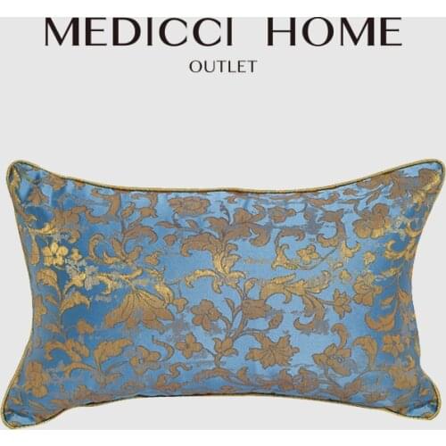 Medicci Home European Cushion Cover Satin Gold Jacquard Retro Lumbar Pillowcase For Sofa Chair Bedroom Living Room Free Shipping