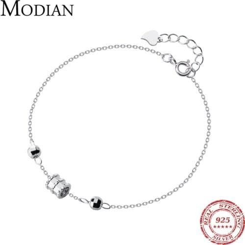 Modian Romantic Silver & Rose Gold Color Fashion Geometric Bead Bracelet For Women Real 925 Sterling Silver Charm Female Jewelry