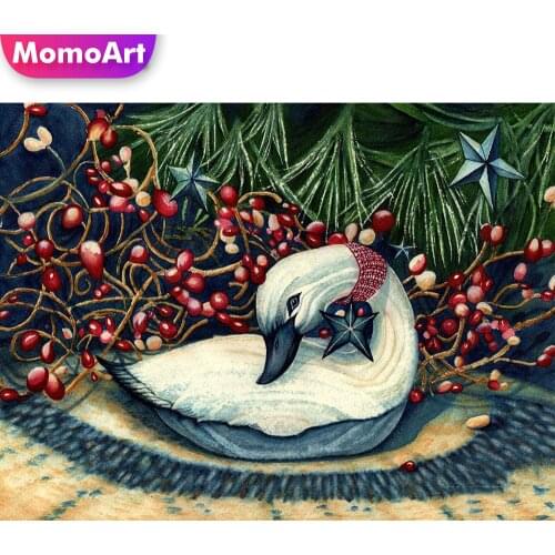 MomoArt 5D DIY Diamond Mosaic Swan Needlework Diamond Painting Animal Cross Stitch Kits Bead Embroidery Sale Home Decor