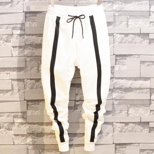 Hot Mens Sweatpants Stripe Hip Hop Track Pants Street Wear Skinny Jogger Harem pants Elastic Waist Male Casual Trousers