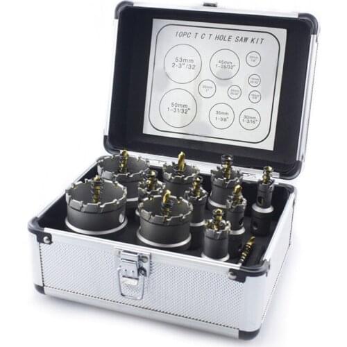 16-53mm Hole Opener Drill Bit Sets Hole Saw Carbide Cutter Drill Bit 10PC Set For Steel /Metal Plate /Iron Plate/ Aluminum Alloy