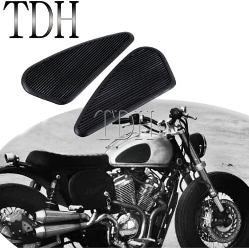 Non-Slip Black Universal Slim Tank Knee Pad Side Panel Tank Traction Grip Sticker Protection for Cafe Racer Triumph Bobber CB XS