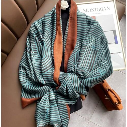 2021 Fashion Newest Geo Pattern Cotton Scarf Shawls Wraps Hijabs 2Colors 10pcs/lot