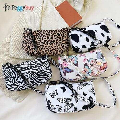 2021 New Womens Fashion Handbags Women Butterfly Leopard Zebra Cow Printing Small Fashion Underarm Shoulder Bag