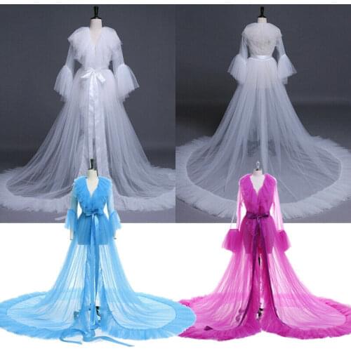 New Fashion Solid Summer Women Sexy Lingerie Long Sleeve Lace Dress Sleep Tops Sheer Gown See Through Kimono Robe Sleepwear