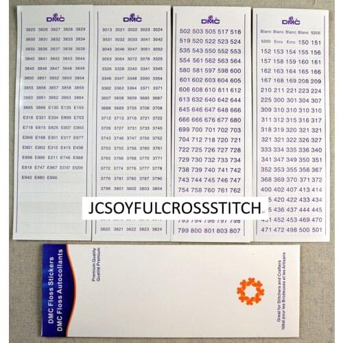 Oneroom wholesale cross stitch floss number DMC number sticker, DMC 447 numbers + 36 metallic JCS