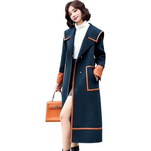 Autumn Winter Woolen Coat Female Mid-Long Korean Temperament High-end Loose womens Woolen Coat Fashion Casual Wool coat R541
