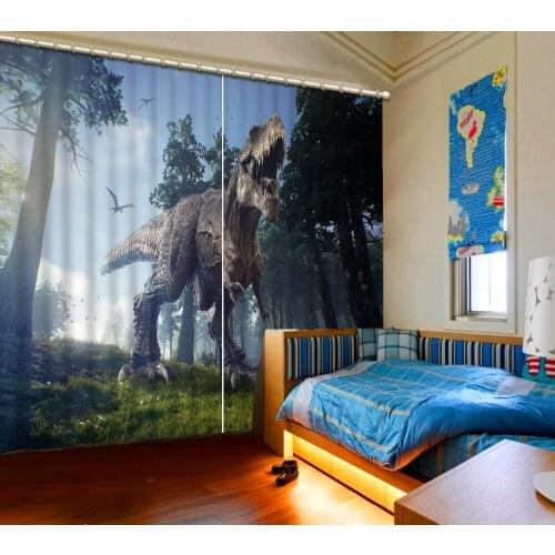 Custom size Dream Forest Dinosaurs 3D Window Curtains For Living Room kids Bedroom Cortina Rideaux Cushion cover