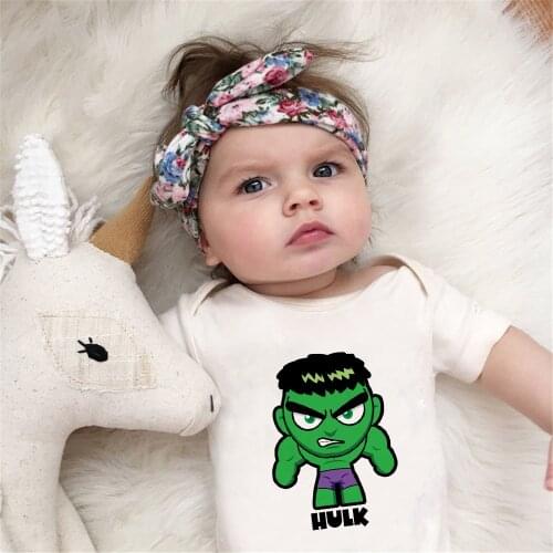 Super Baby Summer Outfits Short Sleeve Baby Clothes Marvel Hulk Print Cool Baby Boys Girls Jumpsuit Infant Baby Bodysuits