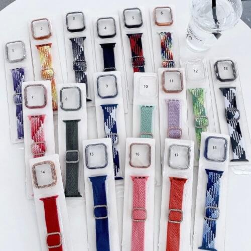 GOOSUU 40mm Strap and case set for Apple watchbands 38mm 44mm 42mm Bohemia Elastic Belt solo loop Bracelet iWatch Series
