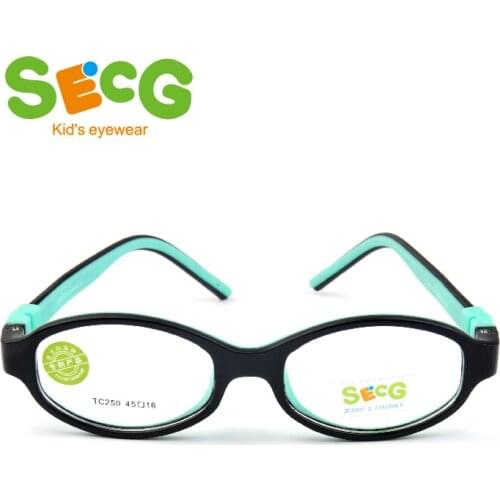 SECG Round Oval Ultralight Flexible Kids Frame Glasses for Sight Myopia Chilren Frame Eyeglasses Frame Detachable Strap Lunettes