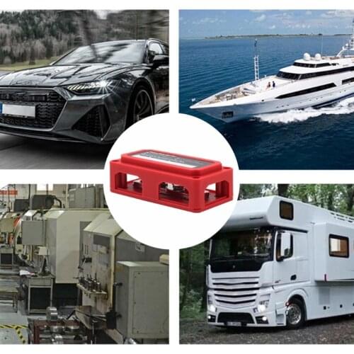 300A Bus Bars Heavy Duty Module Design Power Distribution Block Busbar Box with 4X M8(5/16") Terminal Studs(Red) J60F