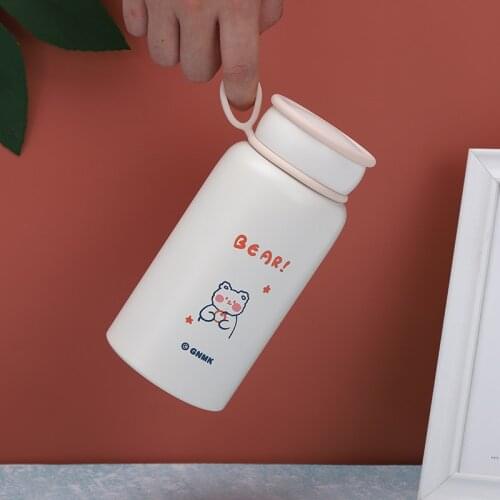 Cute Vacuum Flask Thermos Cup Mug 500ml Water Bottle 304 Stainless Steel Portable Cup Insulation Pot Kettle