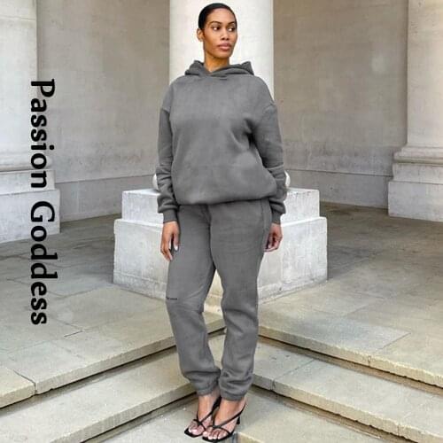 Athleisure Women 2 Piece Pants Tracksuits Sets Loose Hoodies Sweatshirt High Waist Drawstring Number Sweatpants Two Piece Outfit