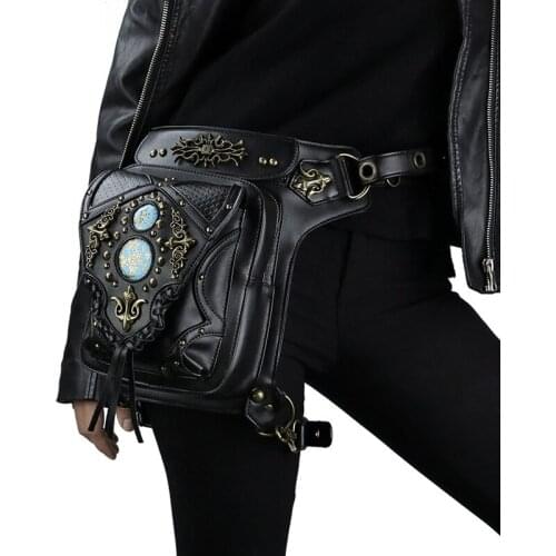 PUNK Rock Motobike Cool Vintage Waist Bags Chic Yuppie With Stones And Rivets