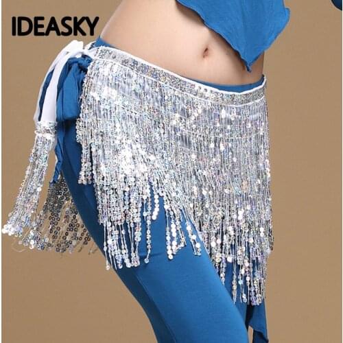 Womens gypsy silver beaded sequin egyptian belly dance hip scarf wrap belt skirt gold belts tribal india coins skirt bellydance