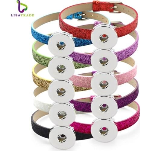 10PCS 8MM Glint pu leather snap button DIY Wristband Bracelets can match with the snap buttons LSNB05*10