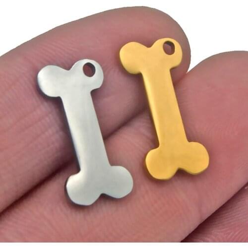 10pc/lot Charms Dog Bone Stainless Steel charm Plated Pendants Gold Jewelry Making DIY Earring Necklace Handmade Craft 8.5x16mm