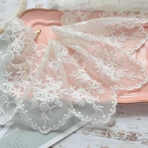 11cm Wide 2meter/lot White Embroidery Lace Trimmings Collar Dress Applique Material X911