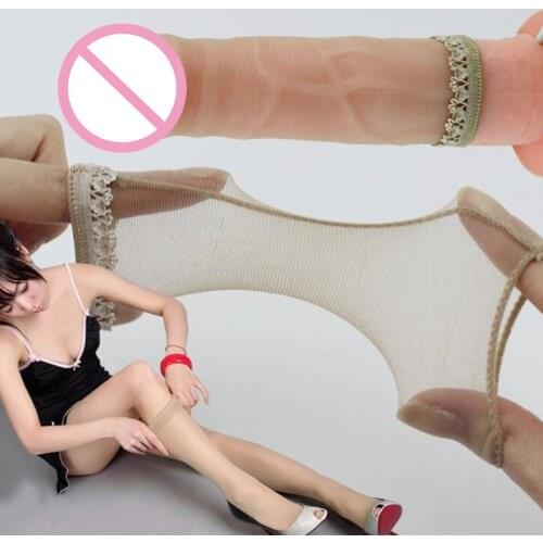 2pc Chastity Cock Rings Penis Sleeve foot fetish stockings aircraft socks ultra-thin temptation Erotic Products Sex Toys For Men