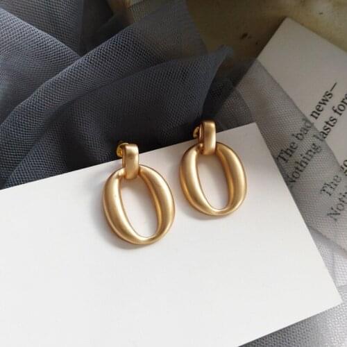 2021 Retro Style Matte Metal Drop Earring Jewellery Accessories for Women Oval Shape Ear Dangle Birthday Party Best Gift