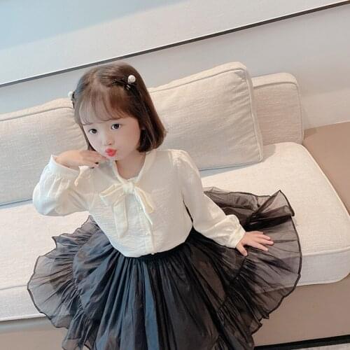 Girls Blouse White Blouse For Girl Solid Color Childrens Shirts For Girls Spring Autumn Girls Clothes