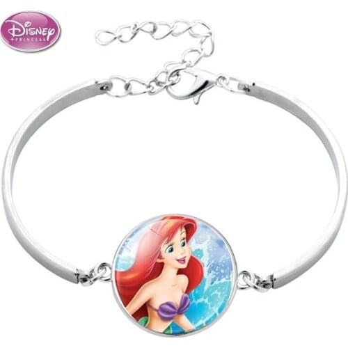Disney Mermaid Princess Children Cartoon Bracelet Frozen Elsa Lovely Wristand Girl Gift Clothing Accessories Bangle Kids Jewelry