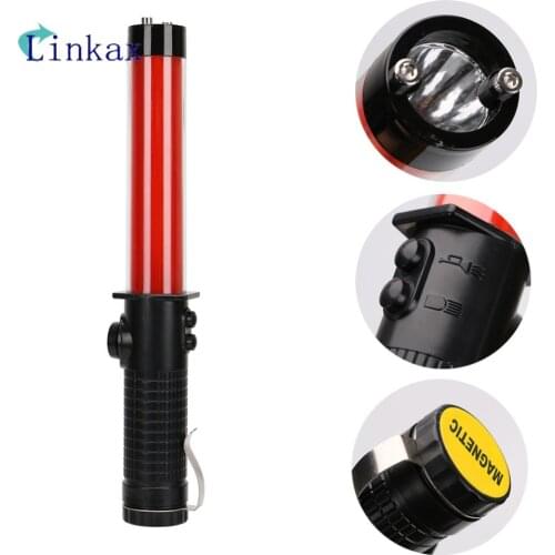Traffic flashlight powerful led lamp torch lantern traffic police equipment by 3 AA red baton light