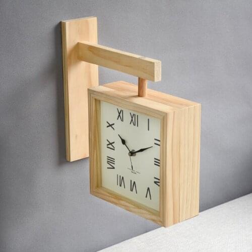 Double Sided Wall Clock Simple Modern Wood Quartz Wall Clock Silent Fashion Reloj Pared Decorativo Living Room Decor DJ60WC