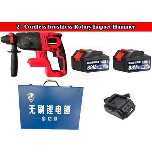 4 Functions 88VF Electric Brushless Hammer Cordless Power Impact Drill with Lithium Battery Power Drill Electric Drill