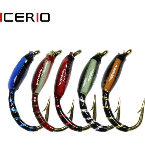 ICERIO 6PCS Epoxy Midge Buzzer Nymph Fly Trout Fishing Lure Baits Insect #12 UV Hegenen Body Flies